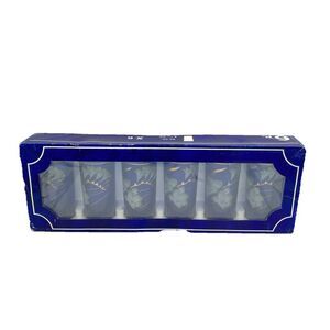 Vintage Cobalt Blue Drinking Glasses Gold Accents Set of 6 Juice Glasses NEW